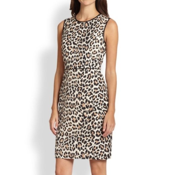 Kate Spade Paulina Leopard Sheath Dress 8 - Picture 1 of 7